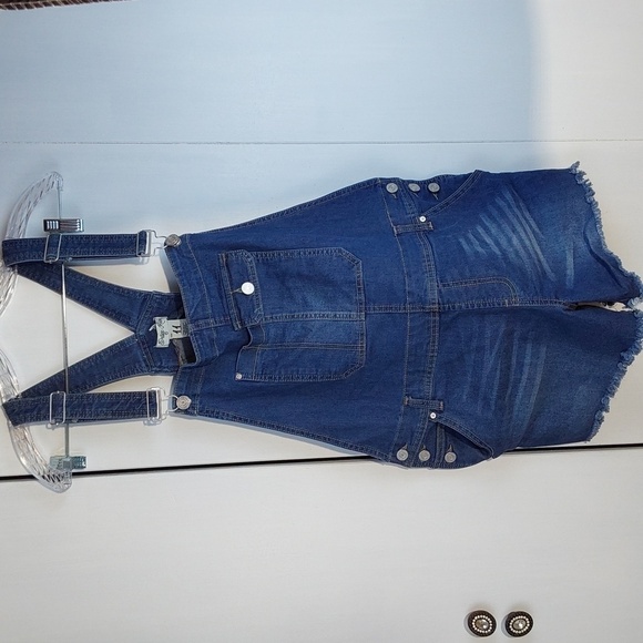 Indigo Rein- Denim Overalls / Bibs /Short Alls Pockets Country Chic Sz.11 - Picture 1 of 6